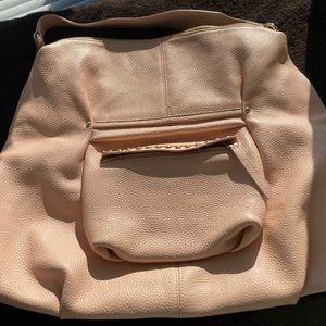 LAGGO  beige/ lt. pink leather bag 16 x 14 LIKE NEW